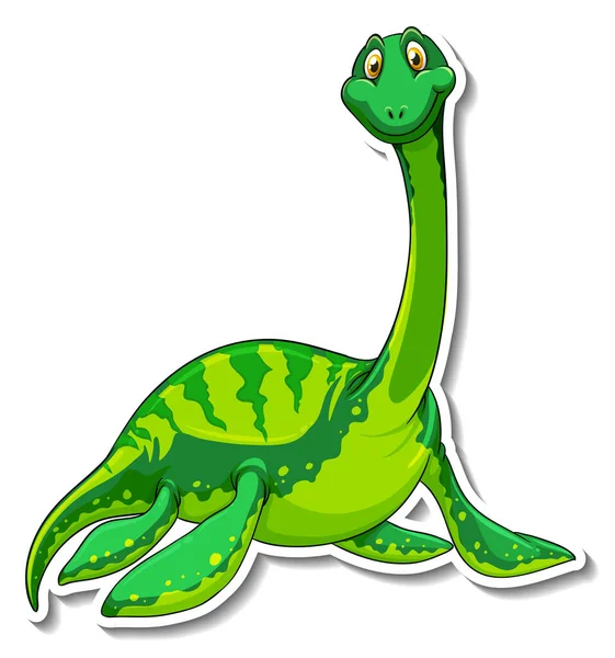 エラスモサウルス恐竜のキャラクターステッカーイラスト — ストックベクタ