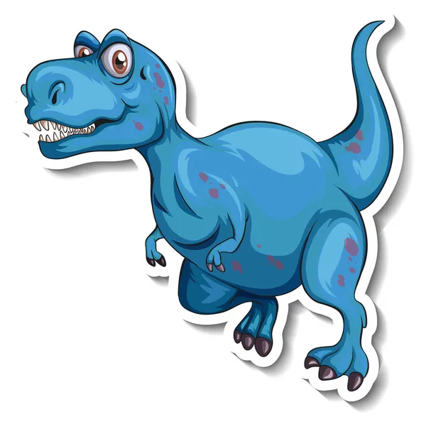 Tyrannosaurus Dinosaur Cartoon Character Sticker Illustration — Stock Vector