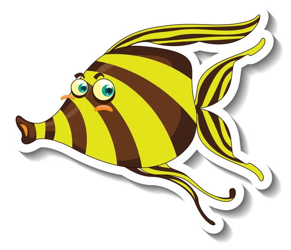 Angelfish Zee Dier Cartoon Sticker Illustratie — Stockvector