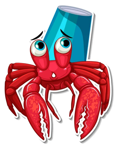 Hermit Crab Stuck Plastic Cup Illustration — Stock Vector