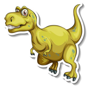 Tyrannosaurus dinozor çizgi film karakteri çıkartması çizimi