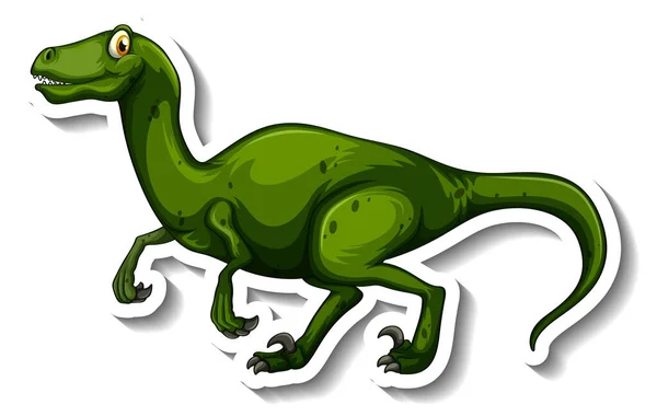 Velociraptor Dinosaurio Dibujo Animado Personaje Etiqueta Ilustración — Archivo Imágenes Vectoriales