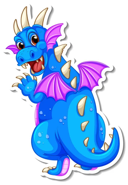 Fantasía Dragón Dibujos Animados Personaje Pegatina Ilustración — Vector de stock