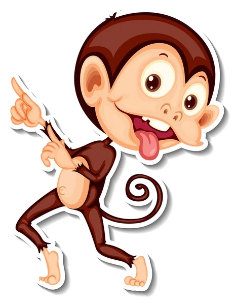 Monkey Teasing Face Cartoon Character Sticker Illustration — Stock Vector