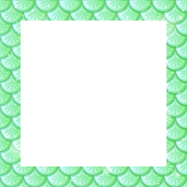 Prázdné Pastelové Zelené Rybí Váhy Rámeček Šablony Ilustrace — Stockový vektor