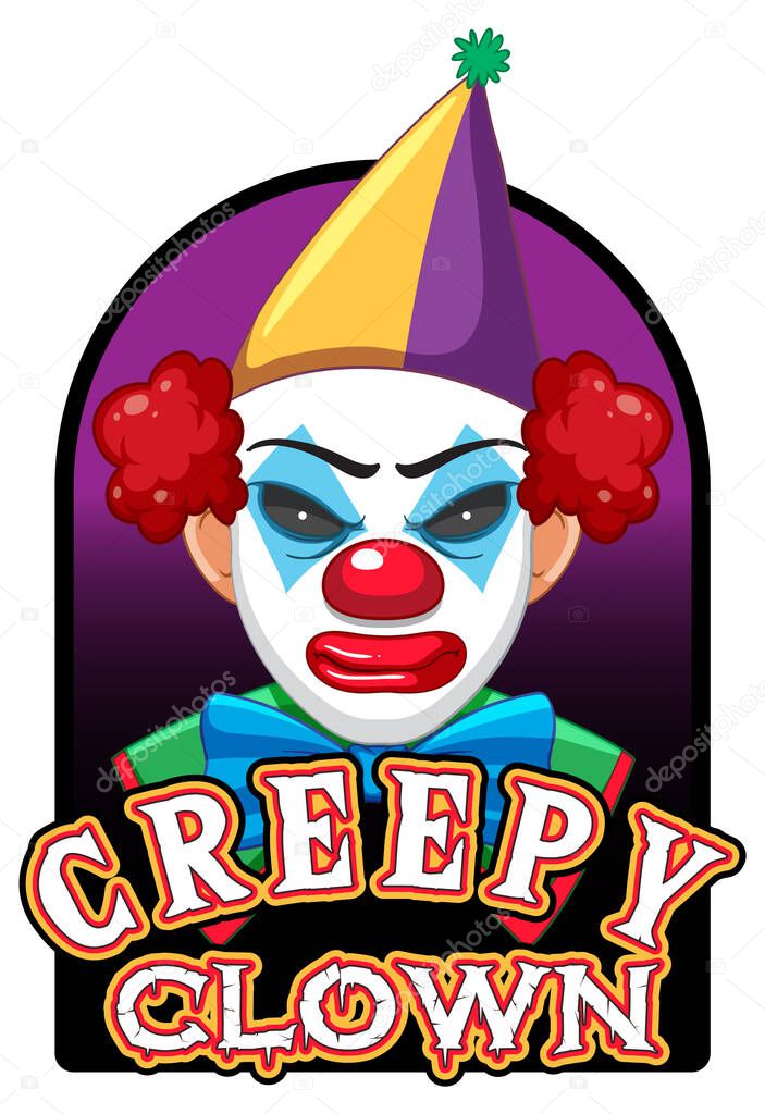Scary clown with creepy clown logo illustration