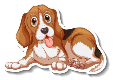 Tatlı av köpeği çizgi film çıkartması çizimi