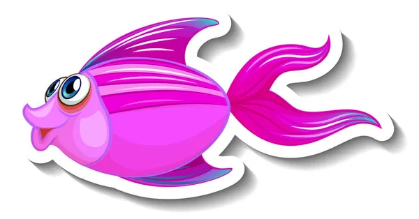 Cute Ryb Morze Zwierzę Kreskówka Naklejka Ilustracja — Wektor stockowy