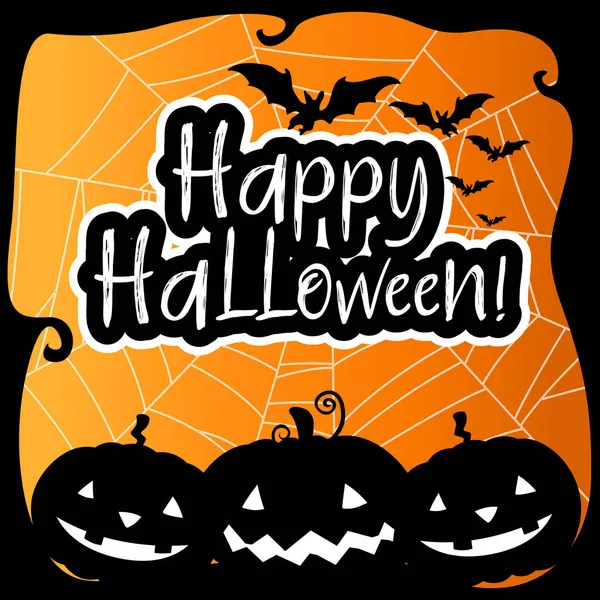 Happy Halloween Banner Met Enge Pompoenen Illustratie — Stockvector