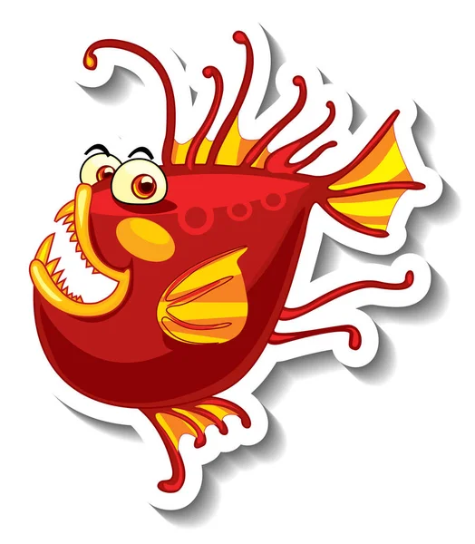 Leuke Vis Zee Dier Cartoon Sticker Illustratie — Stockvector