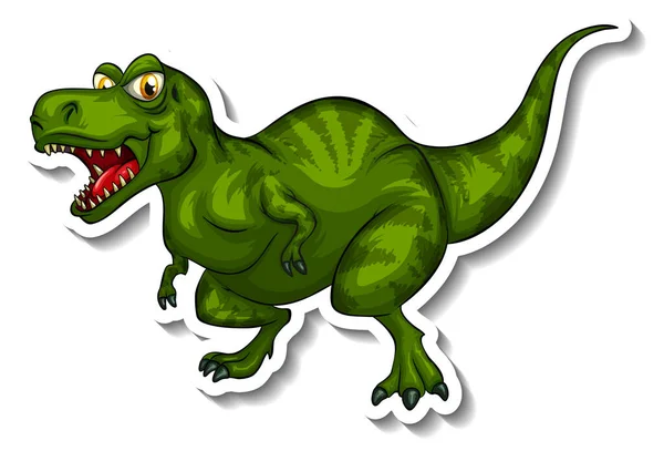 Tyrannosaurus Dinosaurie Tecknad Karaktär Klistermärke Illustration — Stock vektor