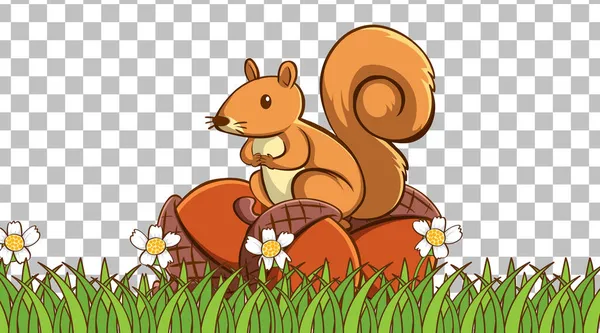 Eichhörnchen Steht Auf Der Wiese Auf Transparentem Hintergrund Illustration — Stockvektor