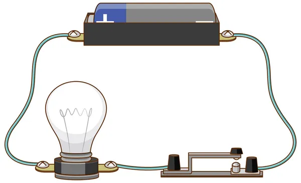 Experimento Científico Ilustración Del Circuito Eléctrico — Vector de stock