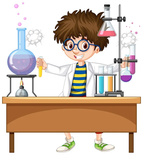 Researcher Experiment Laboratory Illustration — Stock Vector