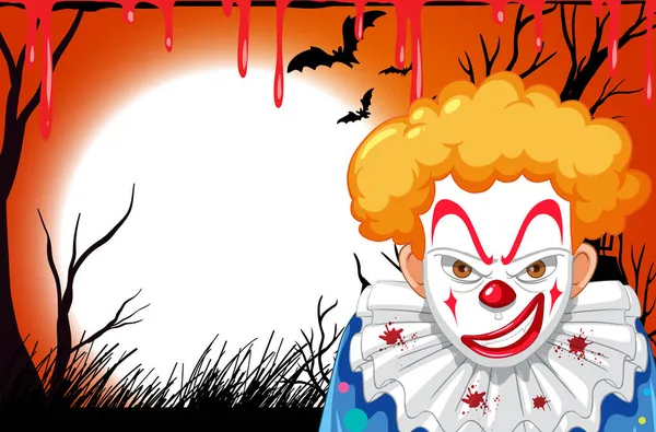 Пустой Баннер Хэллоуин Жуткой Иллюстрацией Клоуна — стоковый вектор