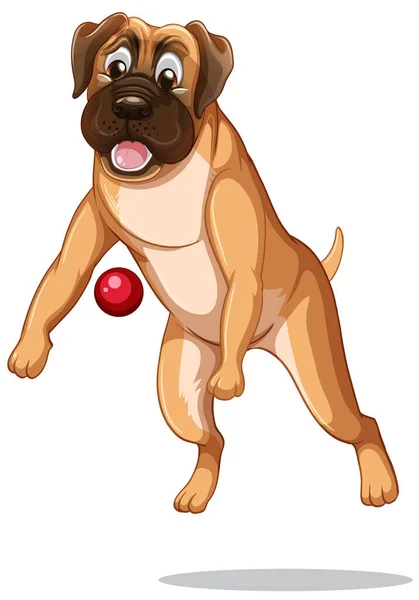 Boxer Cão Brincando Com Bola Fundo Branco Ilustração — Vetor de Stock