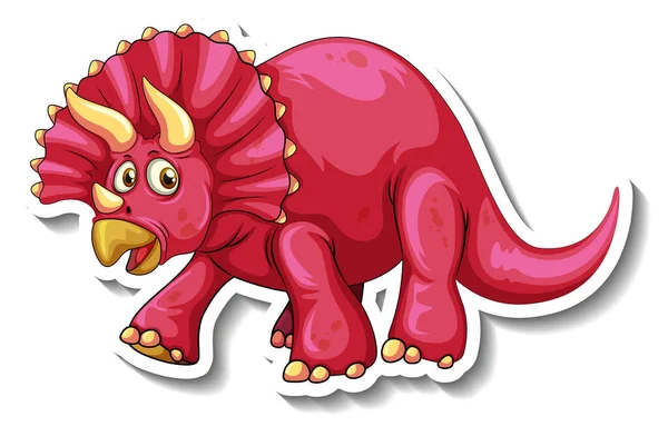 Triceratops Dinosaurus Kreslený Znak Nálepka Ilustrace — Stockový vektor