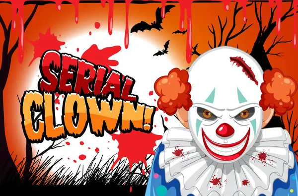 Seriell Clown Affisch Med Mördare Clown Karaktär Illustration — Stock vektor