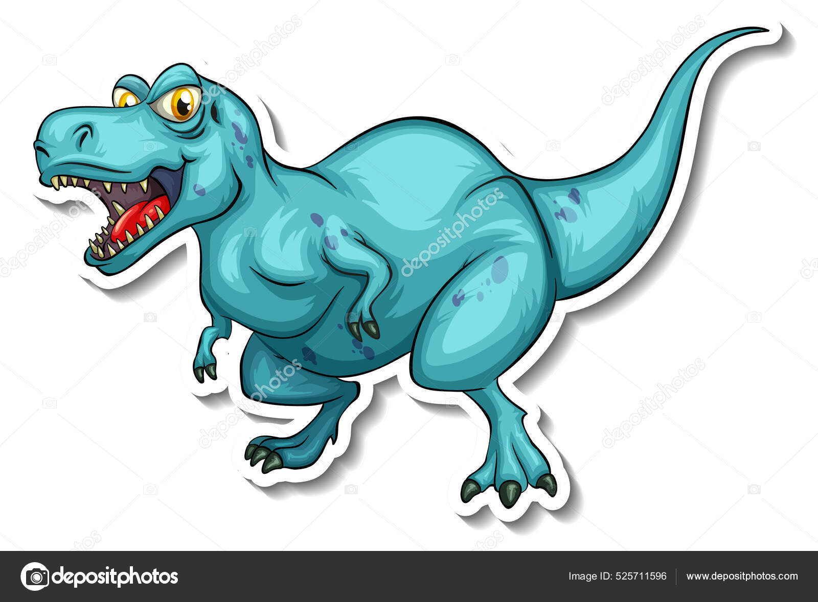 Tyrannosaurus Dinossauro Desenho Animado Personagem Etiqueta Ilustração  imagem vetorial de interactimages© 522192422