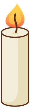 Beyaz arkaplanda alev alev yanan mum çizimi