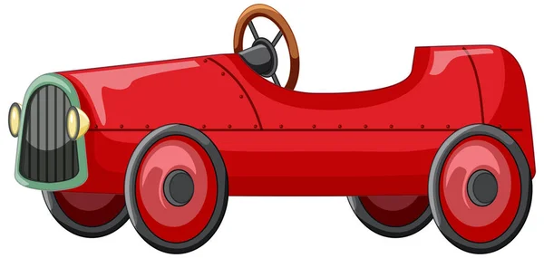 白の背景イラストのヴィンテージ赤い車のおもちゃ — ストックベクタ