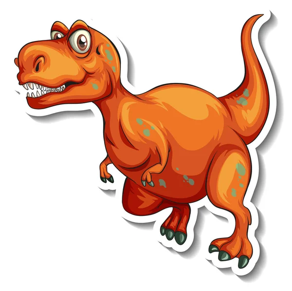 Ilustrasi Stiker Karakter Kartun Dinosaurus Tyrannosaurus - Stok Vektor