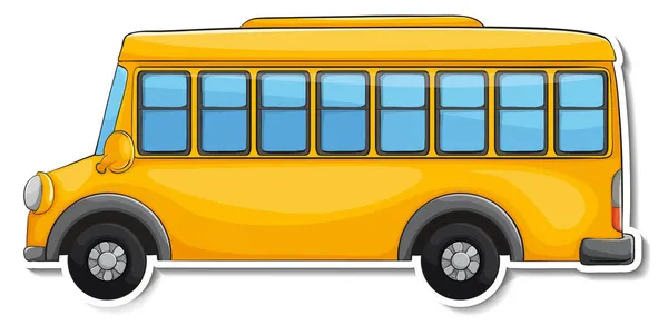 Autocollant Dessin Animé Autobus Scolaire Sur Fond Blanc Illustration — Image vectorielle