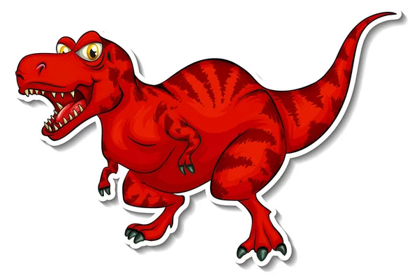 Tyrannosaurus Dinosaurus Cartoon Karakter Sticker Illustratie — Stockvector