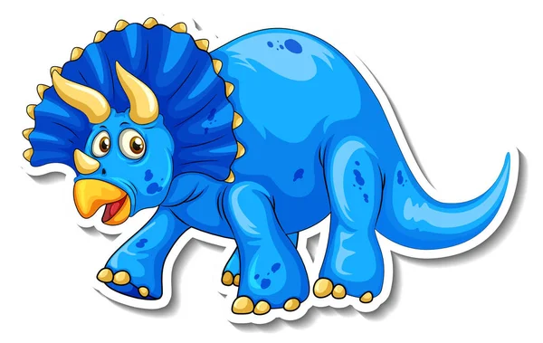 Triceratops Dinossauro Desenho Animado Personagem Adesivo Ilustração —  Vetores de Stock