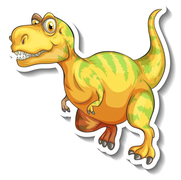 Tyrannosaurus Dinosaur Cartoon Character Sticker Illustration — Stock Vector