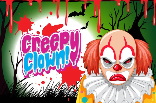 Creepy Clown Poster Killer Clown Character Illustration — Stock Vector