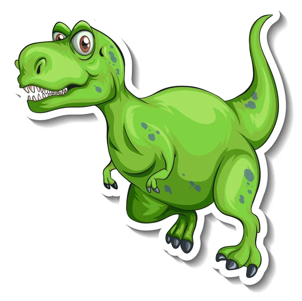 Tyrannosaurus Dinosaur Cartoon Character Sticker Illustration — Stock Vector