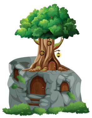 Uçurum çiziminde izole edilmiş fantezi ağacı