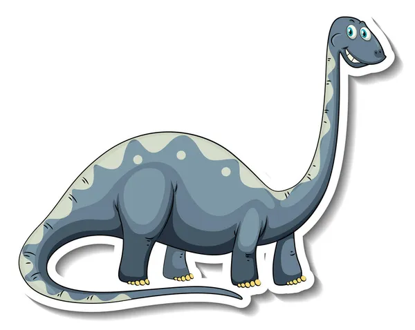 Brachiosaurus Dinosaurier Cartoon Figur Aufkleber Illustration — Stockvektor