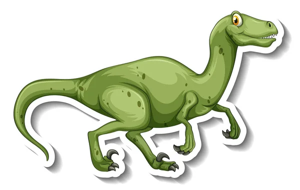 Velociraptor Dinosaur Cartoon Character Sticker Illustration — Stock Vector