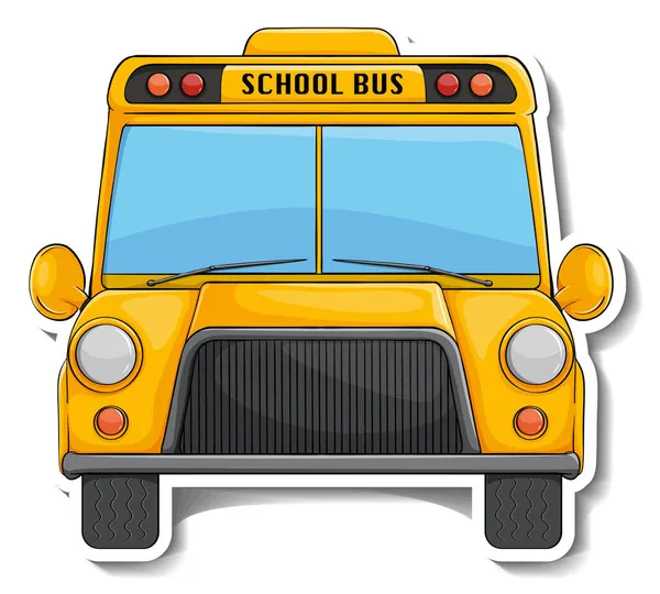 School Bus Cartoon Sticker Witte Achtergrond Illustratie — Stockvector