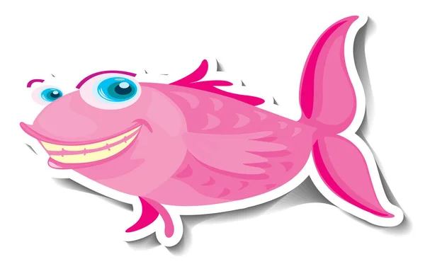 Lindo Pez Mar Animal Dibujo Animado Etiqueta Engomada Ilustración — Archivo Imágenes Vectoriales