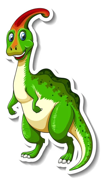 Parasaurolophus Dinosaure Dessin Animé Personnage Autocollant Illustration — Image vectorielle