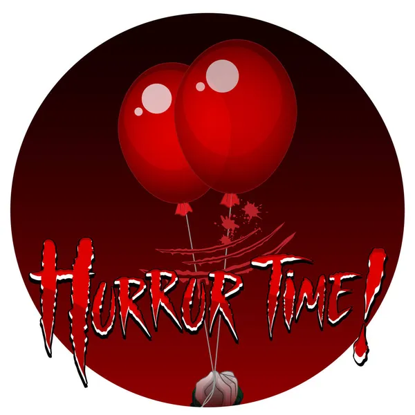 Horror Time Logo Con Palloncini Rossi Illustrazione — Vettoriale Stock