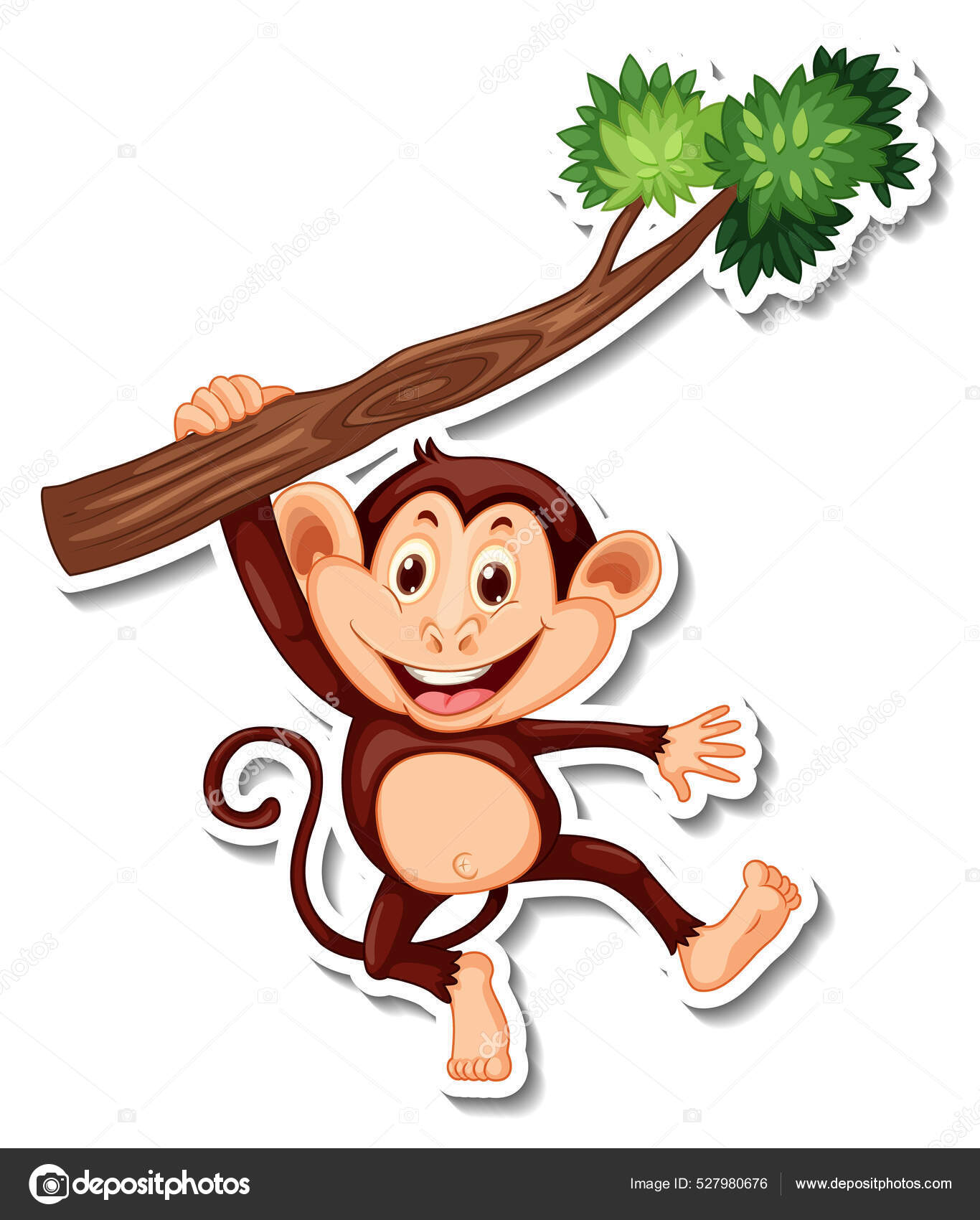 Bonito pequeno macaco desenho animado personagem cômico com rosto