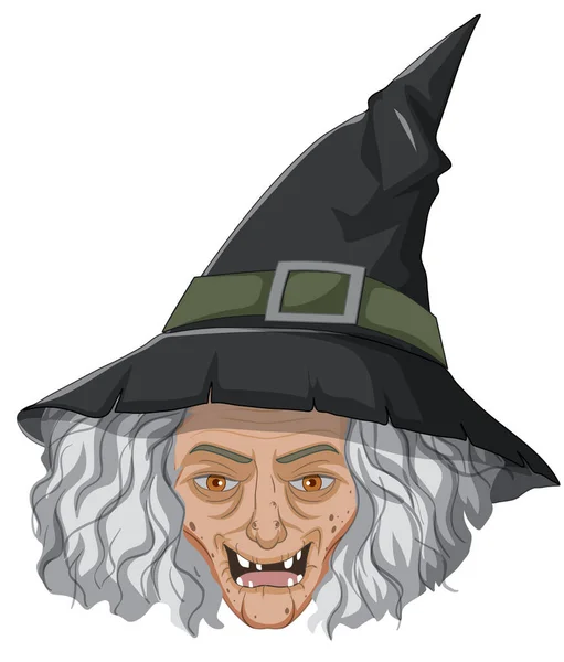 Wicked Old Witch Face White Background Illustration — Stock Vector