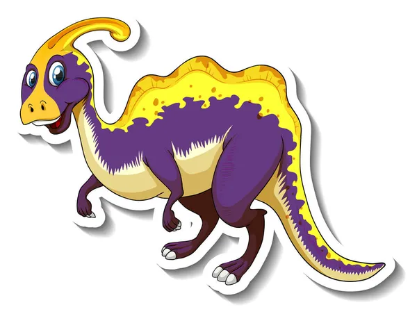 Parasaurolophus Dinossauro Desenho Animado Personagem Adesivo Ilustração —  Vetores de Stock