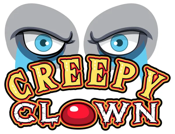 Creepy Clown Word Logo Clown Eyes Illustration — Stock Vector