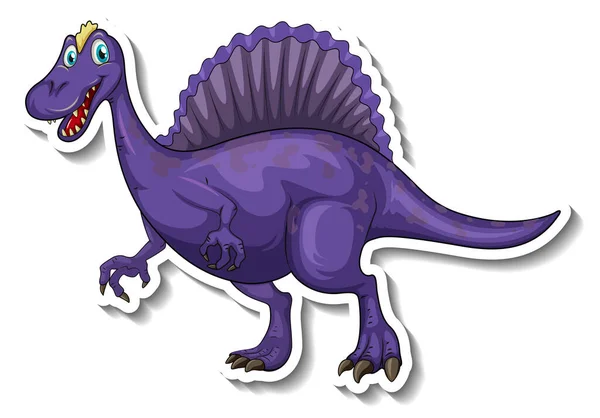 Spinosaurus Dinosaurio Dibujo Animado Carácter Etiqueta Engomada Ilustración — Vector de stock