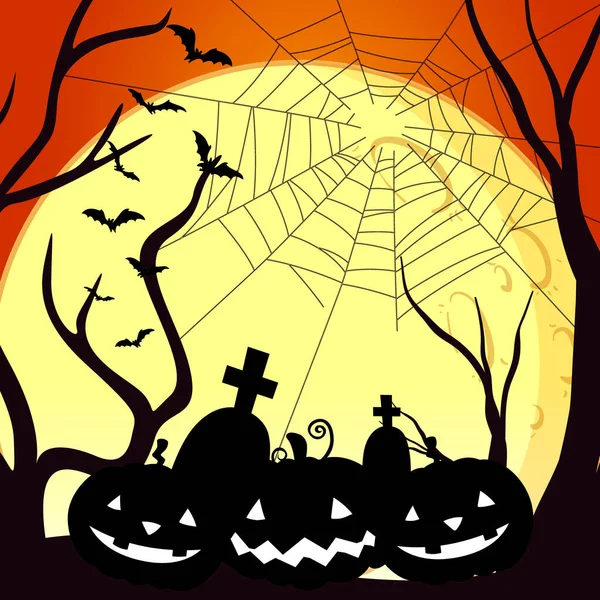 Halloween Achtergrond Template Met Enge Pompoen Illustratie — Stockvector