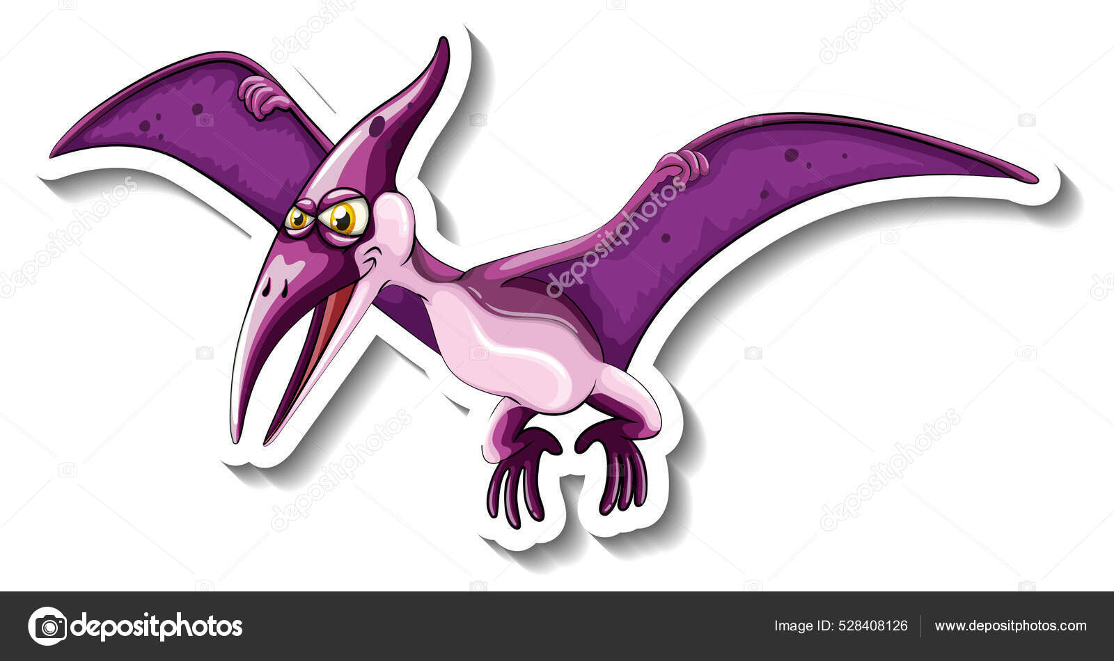 Pteranodon Dinosaur Cartoon Character Sticker Illustration Stock Vector  Image by ©interactimages #528408126