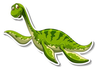 Elasmosaurus dinozor çizgi film karakteri çıkartması çizimi