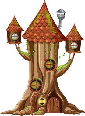 Ağaç gövdesinin içindeki fantezi ağaç evi