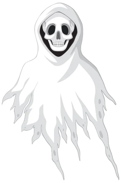 White Scary Ghost Isolated Illustration — Stock Vector