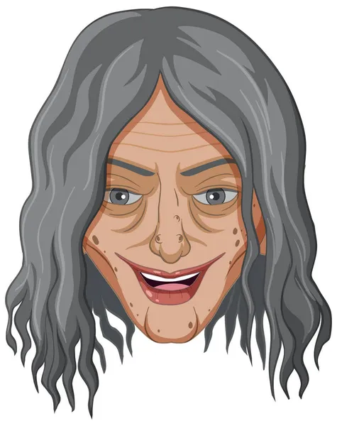 Cara Bruja Vieja Malvada Sobre Fondo Blanco Ilustración — Vector de stock